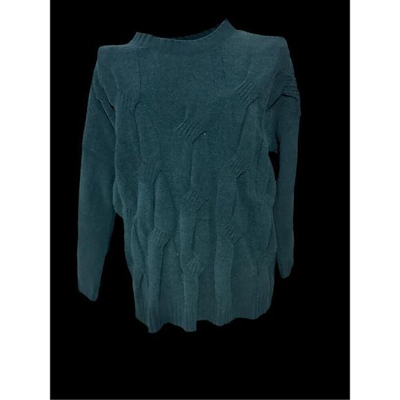 Excellent CONDITION WOMEN J. Jill Chenille Dark Green Crewneck Cable Knit Pullov - Picture 1 of 12